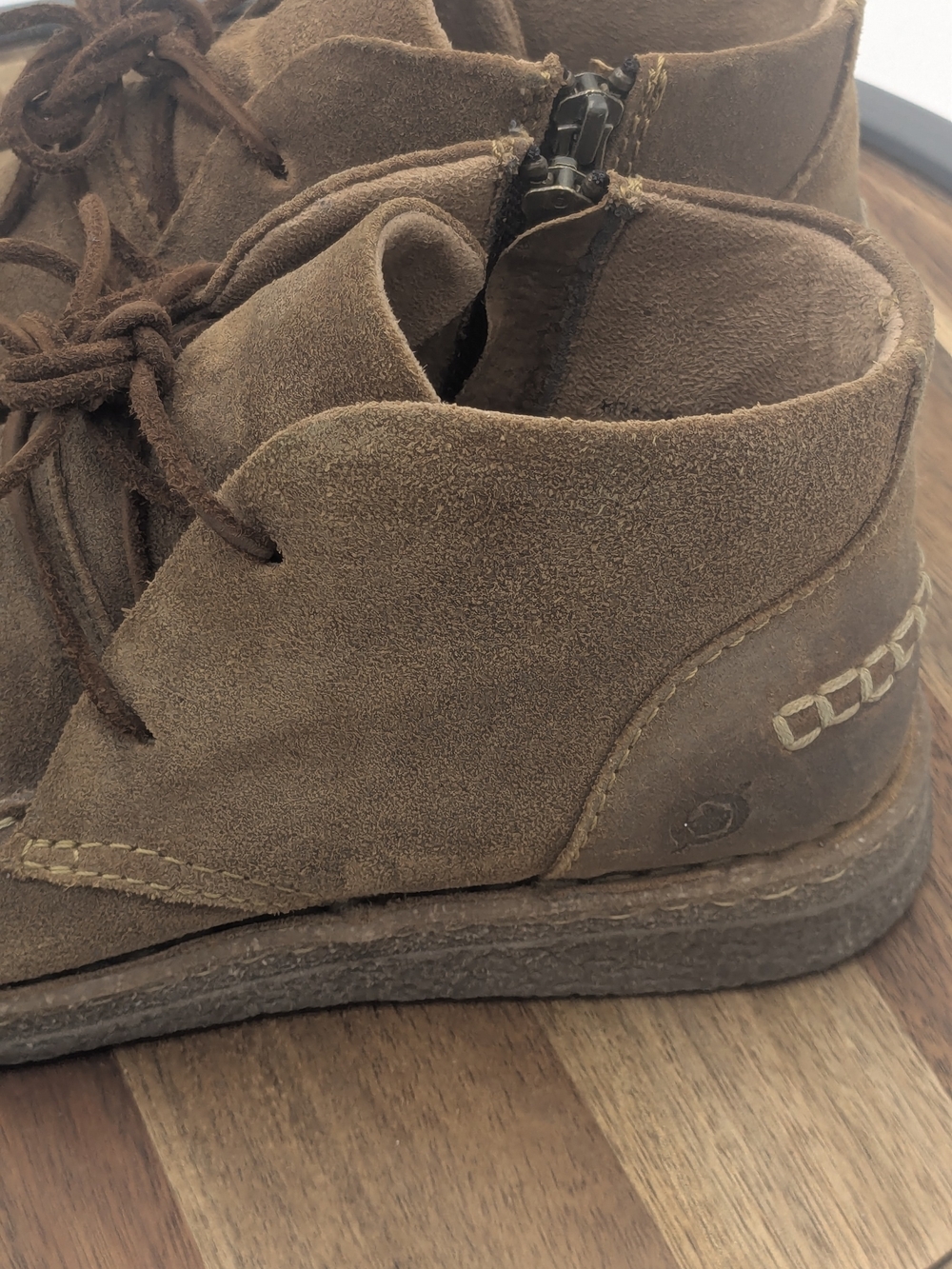 Born Analia Brown Suede Chukka Boots Lace Up Side Zip Ankle Booties Size 10 - Picture 6 of 15